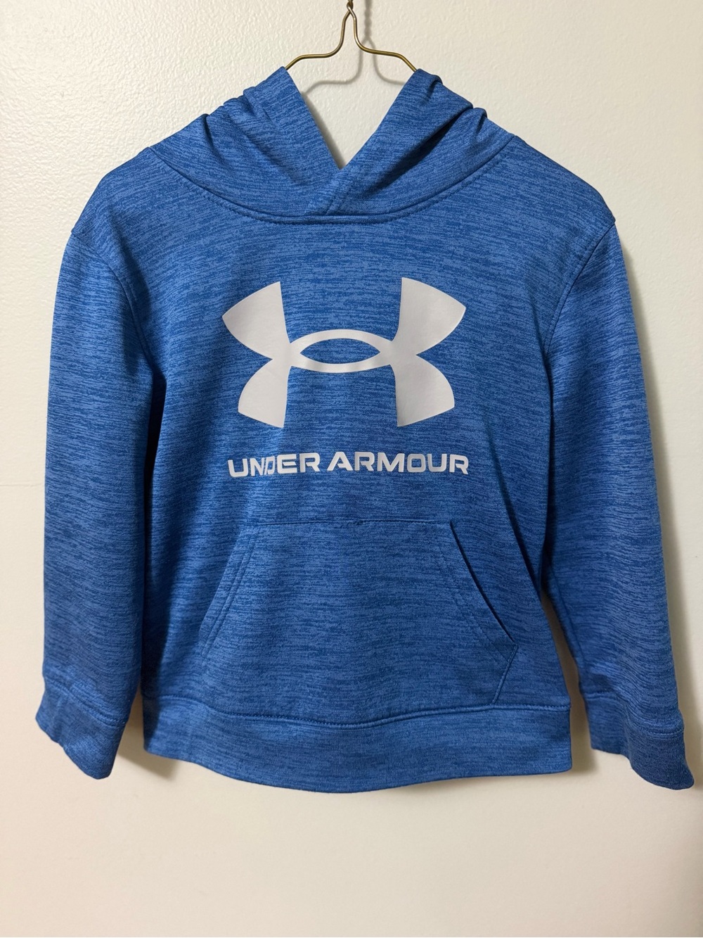 Under Armour Kids Size 4 Blue Heather Fleece Hoodie Pullover Athletic Sweatshirt